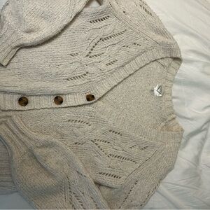 Women's Cream Sweater with Button Detail